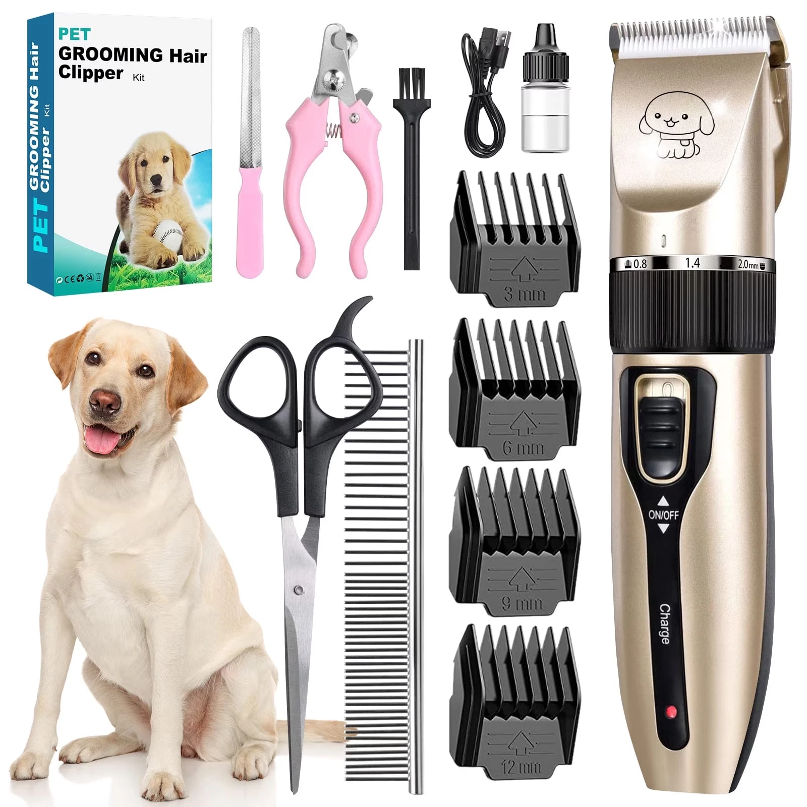 Cordless Dog Grooming Kit, Dog Clippers, Professional Quiet Electric Pets Hair T