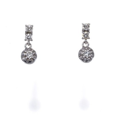 Auth STAR JEWELRY Earrings Diamond 0.04ct/0.04ct 18K 750 White Gold