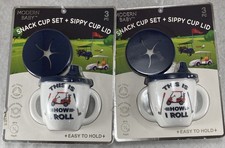Lot Of 2 Modern Baby Golf 3 Piece Snack Cup Set And Sippy Cup Lid