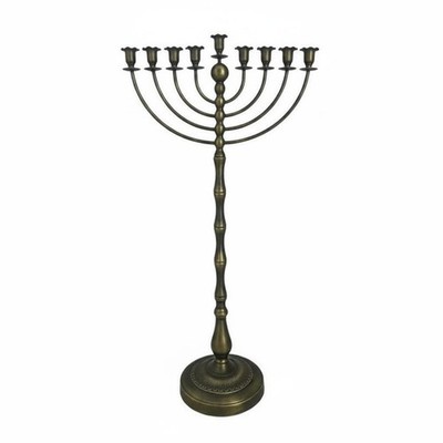 Antiker Bronze Menora Ständer Metallkonstruktion Standleuchter
