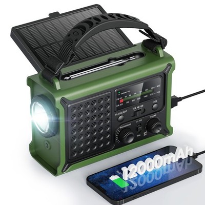 NOAA Weather Radio 12000mAh, Emergency Weather Radio with 2X Faster Solar & H...