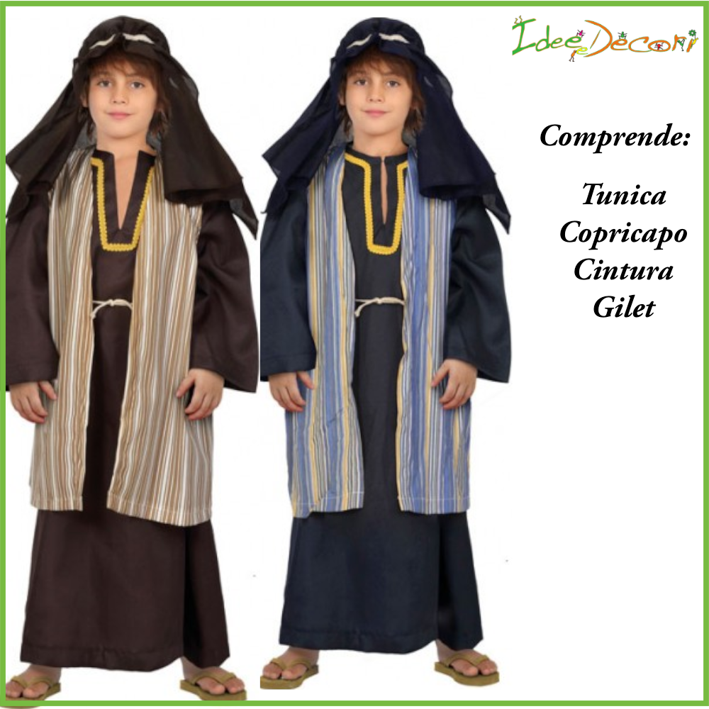 Costume Da Pastore Medievale Per Bambini – Set Completo Per Recita Di Natale, Taglie 3-12 Anni, Con Tunica E Accessori