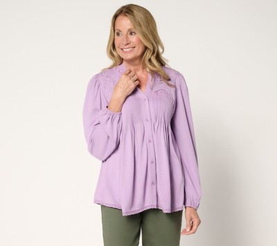 LOGO Lavish by Lori Goldstein Women's Top Sz M Make Your Purple A724271