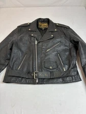 ECHTES LEDER Vintage Men’s Leather Black Motorcycle Jacket Size 46
