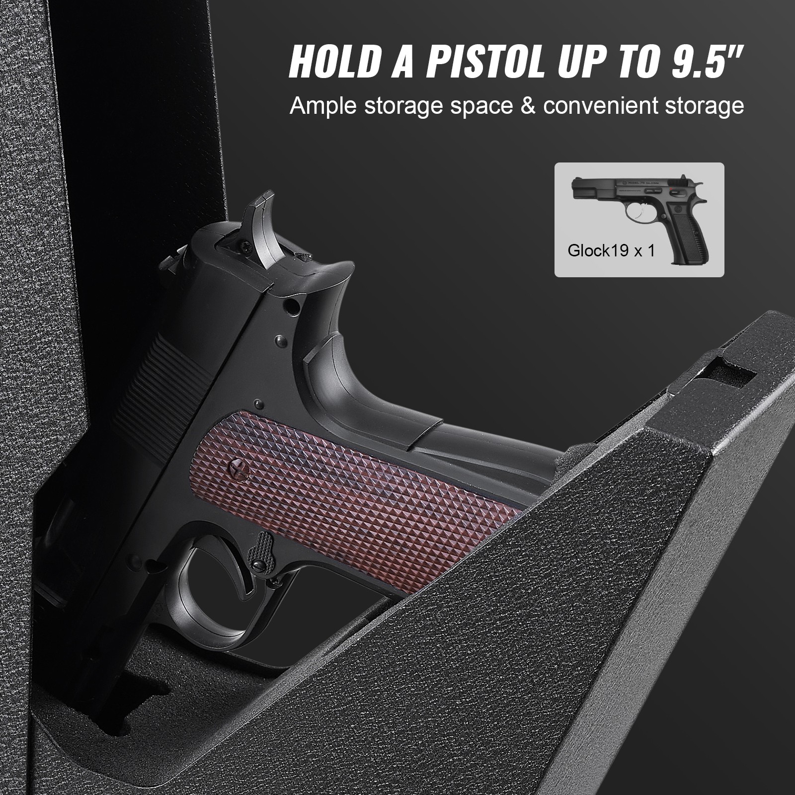Coffre-fort pour 1 pistolet VEVOR biométrique petite taille coffret de sécurité blindé noir - 3
