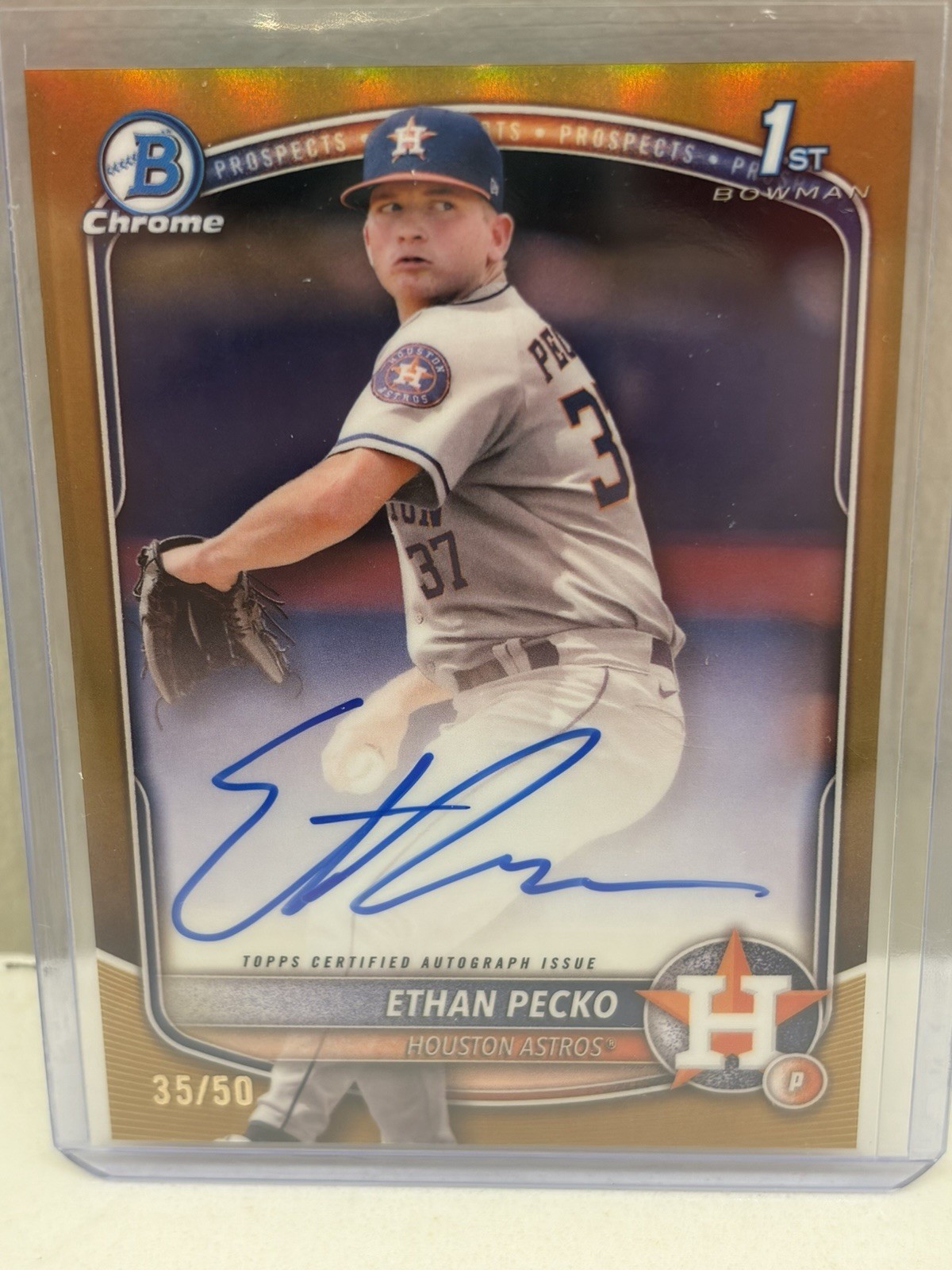2025 Bowman Chrome - Prospect Autographs Ethan Pecko #CPA-EPE Gold Refractor /50