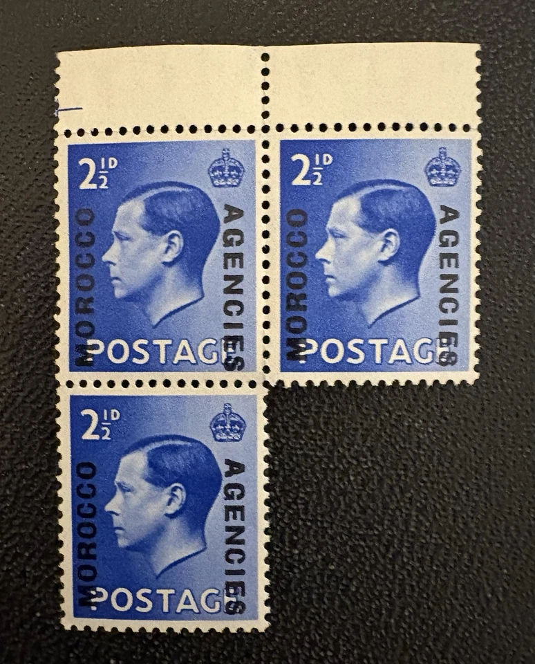 Juego completo de 3 estampillas de KEVIII 1936 Marruecos/Tánger UM como nuevas Foto 3 de 4