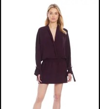 AMANDA UPRICHARD Blakely Mini Dress Black Cherry Eggplant Purple Size S