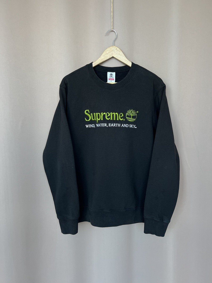 Supreme x Timberland Crew Neck Sweatshirt Mens Size M Black Cotton