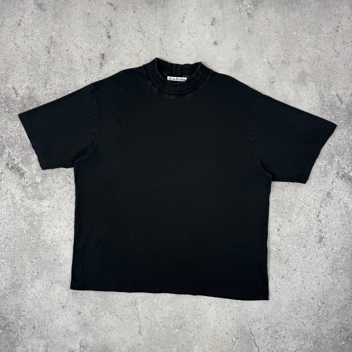 Acne Studios Mock Neck Logo Oversized T Shirt Mens Size L Black