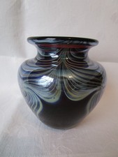 Okra Glass England Iridescent Studio Art Glass Vase