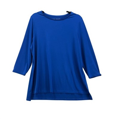 Susan Graver Tunic Top Large Royal Blue Liquid Knit Relaxed Classic Timeless