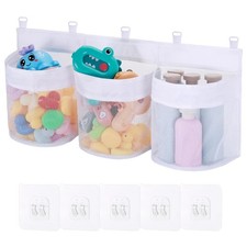 Huiguli Large Bath Toy Storage Organizer, Mesh Baby Toy Storage with 3 Compar...