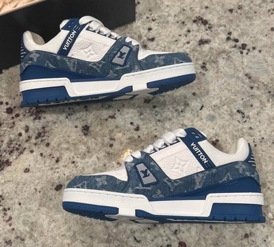 New Louis Vuitton Trainer Sneaker Blue/White Denim Size US