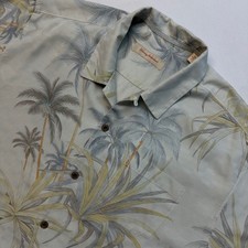 Tommy Bahama Silk Tropical Palm Tree Print Short Sleeve Button Up Shirt Mens XL