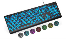 SABLUTE Large Print Backlit Keyboard, Wired USB Lighted Computer Keyboards wi...