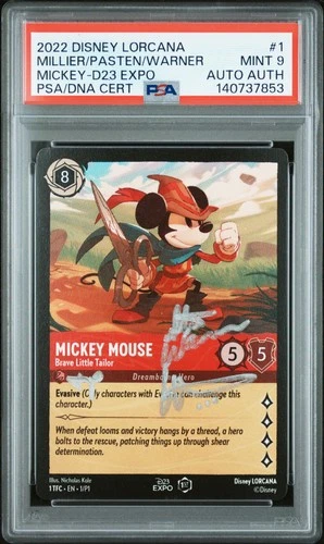 DISNEY LORCANA PROMO #1 MICKEY MOUSE - BRAVE LITTLE TAILOR PSA 9 AUTO AUTHENTIC