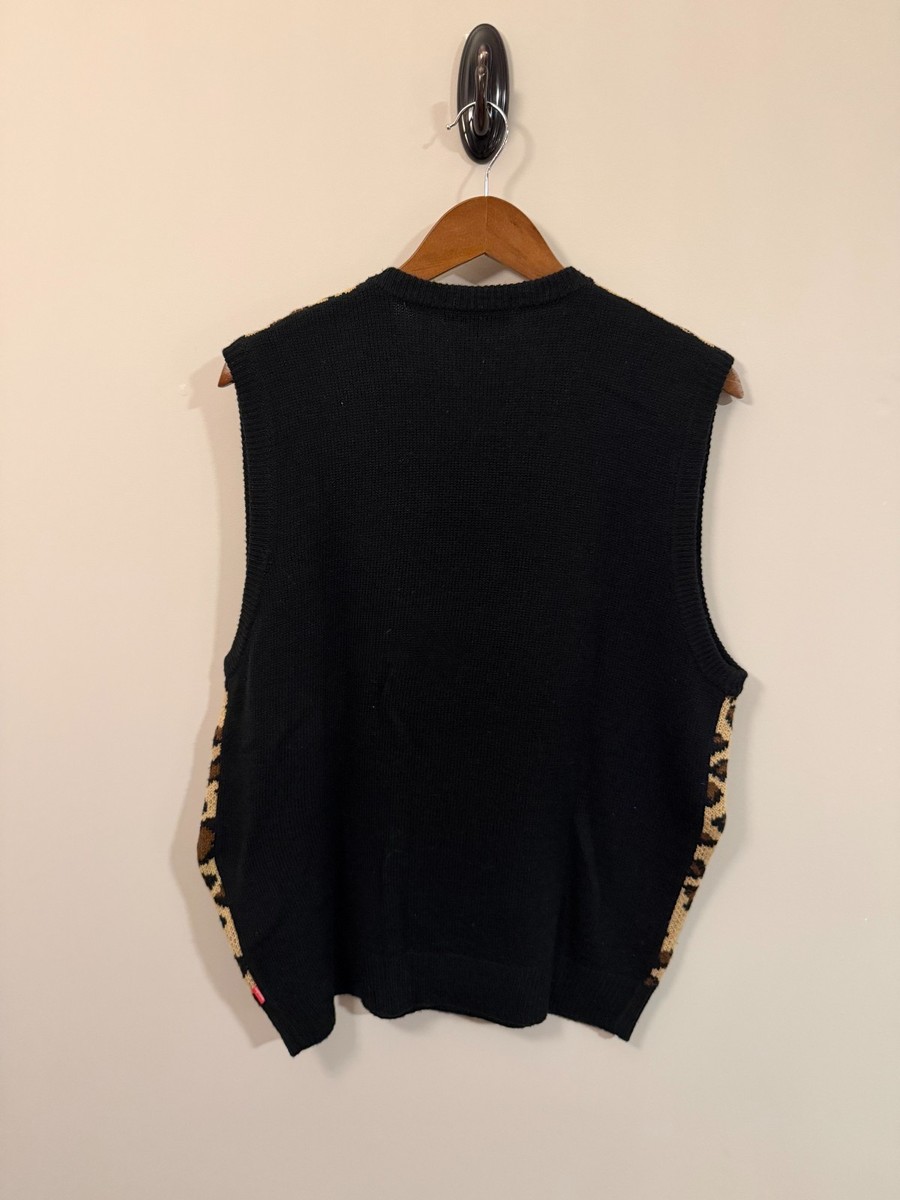 【希少】Supreme Leopard Knit vest M Supreme SS16 Leopard Print Sweater Vest Tan Black Size Large | eBay