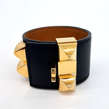 Hermes Collier de Chien Bracelet (R) S Leather Gold