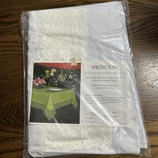 Lace Edge Tablecloth White Oval 68x88 3444 "Princess" NEW IN PACKAGING