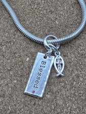 2 Authentic Cz Blessed Cross Tag Stack European Spacer Charm Bead Lot