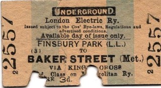 London Electric Railway Ticket FINSBURY PARK LL 2557