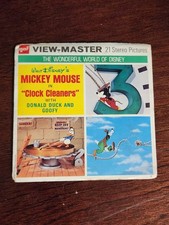 Walt Disney Mickey Mouse Clock Cleaners Gaf View Master B551 Complete 3 Reels