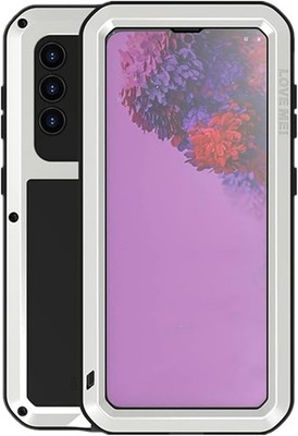 LOVE MEI Samsung Galaxy S21 Plus Hülle Metall mit Displayschutz Silber