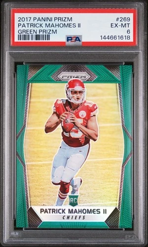 2017 PANINI PRIZM GREEN PRIZM #269 PATRICK MAHOMES II ROOKIE RC PSA 6