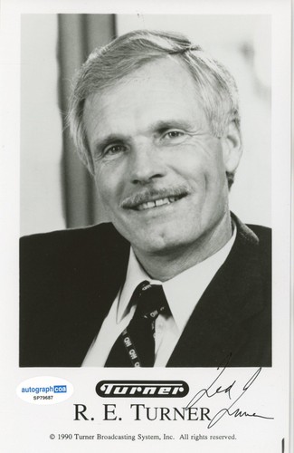 Ted Turner AUTOGRAPH Signed Turner Broadcasting Autographed 5x8 Photo ACOA