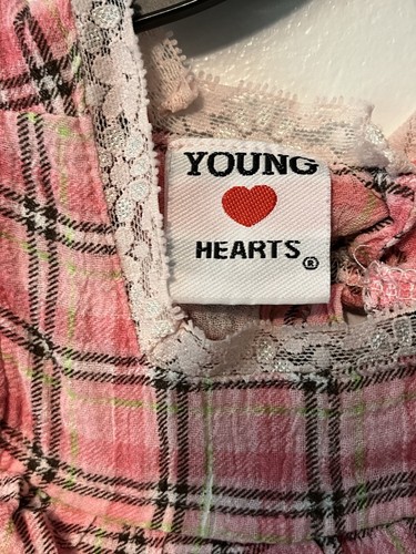 Vintage Y2k Young Hearts Girls Pink Plaid Flower Summer Top Shirt Sz Toddler 2T - Picture 3 of 6