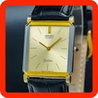 Vintage 1989 [N-MINT] SEIKO Dolce 7730-5020 Gold Silver Square Tank Men Watch