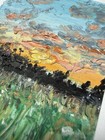 ACEO Original OIL Pastel Landscape Sunset, Meadow Field Dreamy Abstract Clouds — photo 4