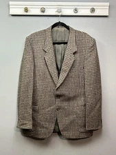 Vintage Conte di Roma Blazer Mens 46R Brown Houndstooth Wool Made in Italy 90s