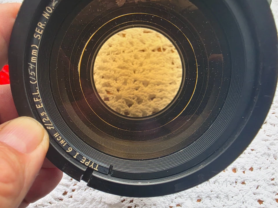 (ESTADO PERFEITO) Bell & Howell 6” f/2.5 lente aérea grande formato com tampa de lente e 2 filtros - Imagem 4 de 4