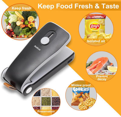 Mini Bag Sealer USB Rechargeable Heat Seal & Cutter Portable Food Snack Resealer