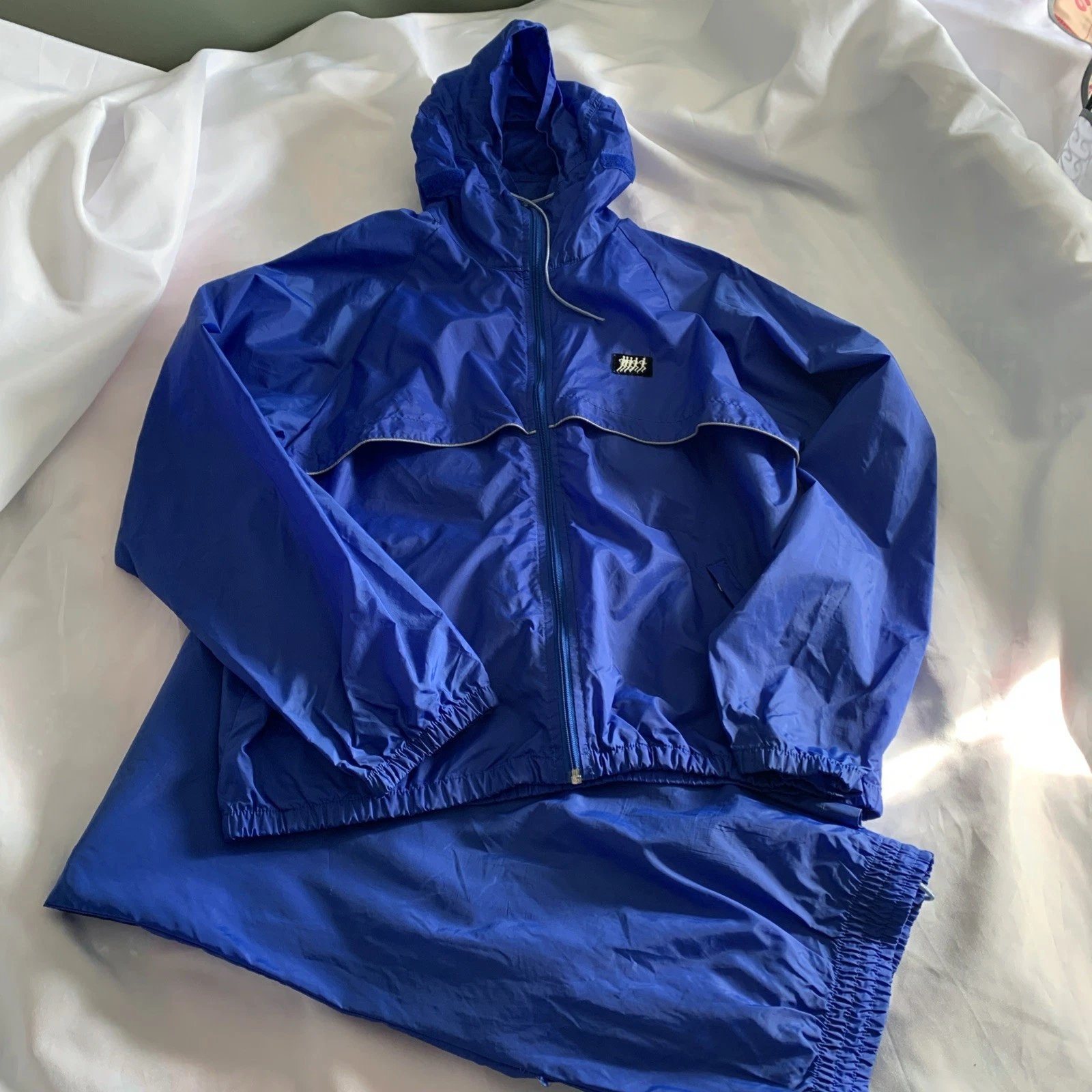 Frank Shorter 2-piece Classic Rain Wind Suit Blue Hooded Jacket Pants Set Large
Opens in a new windo