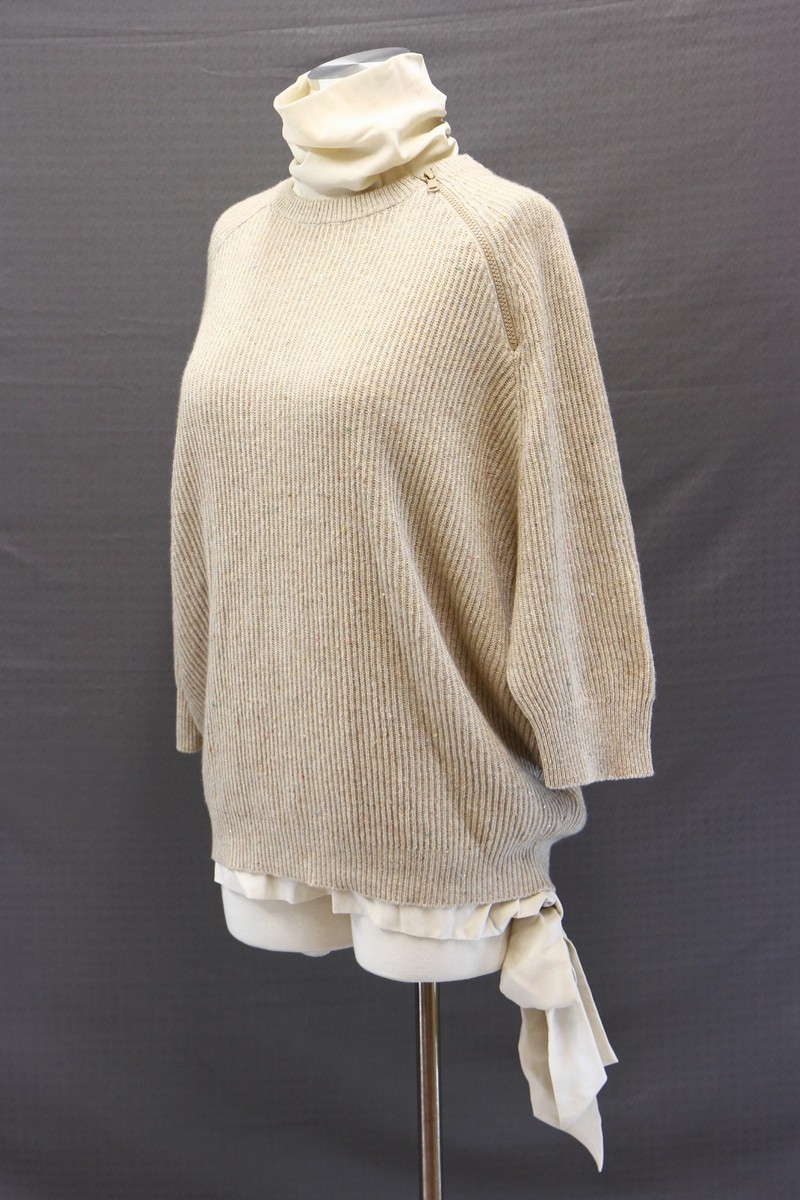 BRUNELLO CUCINELLI - BRUNELLO CUCINELI☆美品☆sea♡ NWT$4295 Brunello Cucinelli Cashmere-Silk Rib Sequin Zip