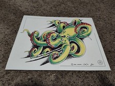 RARE Wade Swisher 1991 19 Flash Sheet Tattoo Art Vintage Octopus Color