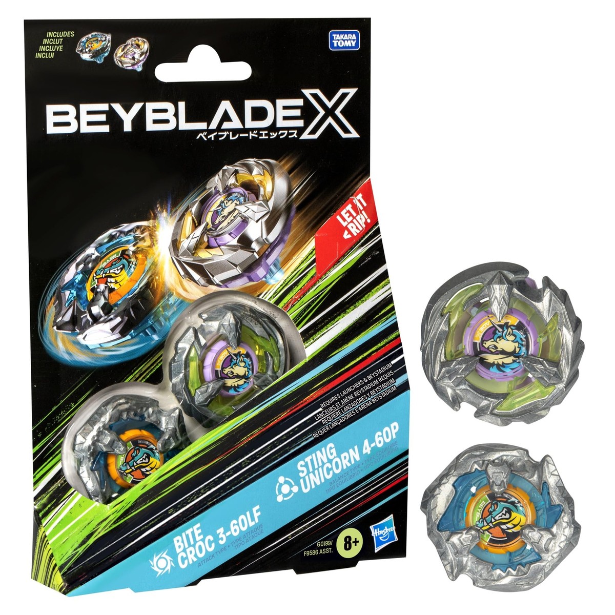 Beyblade X Dual Pack with Bite Croc and Sting Unicorn Spinning