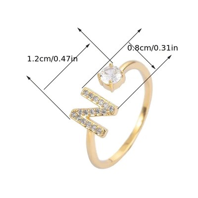 26 English Letters Micro Inlaid Zircon Fashion Women's Ring