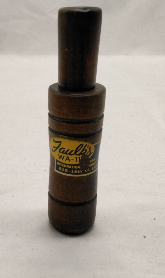 Vtg Wooden Faulk's Lake Charles LA WA-11 Twice Int'l Champ Duck Call