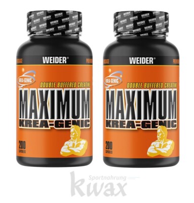 (EUR 150,37/kg) 2er-Pack - Weider - Maximum Krea-Genic - 2 x 200 Kapseln
