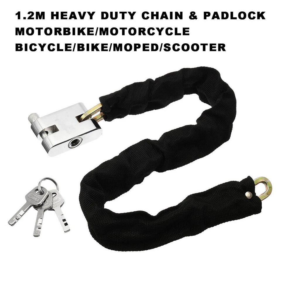 Heavy Duty Motorcycle Bike Bicycle High Security Reinforced Metal Chain lock - Image 2 of 4