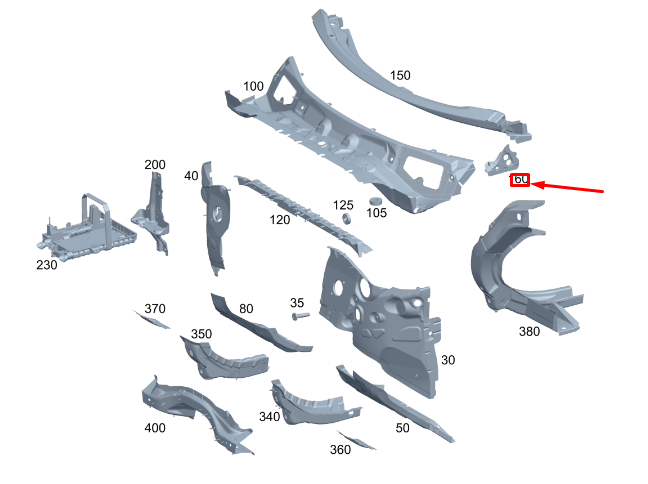 Support de traverse extérieure avant gauche pour MB GLA H247 A2476201701