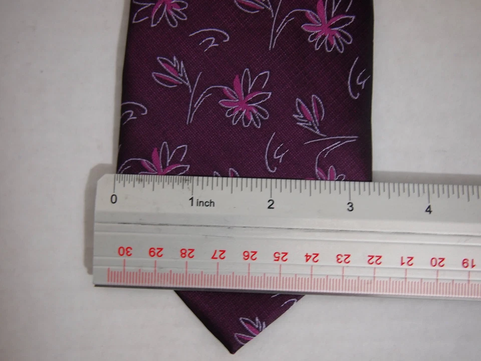 Gravata masculina Jason & Vogue roxa rosa floral 100% seda 60" - Imagem 4 de 4