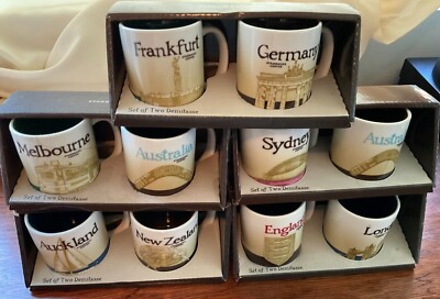 Starbucks City Mug Cup Set of two Demitasse 3oz New In Box 2008