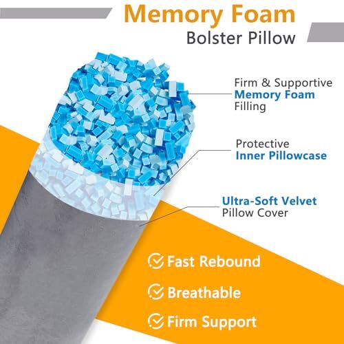 Body Pillow, Memory Foam Round Body Pillows for Adults, Firm Long