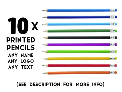 10 Printed Personalised Pencils matching eraser, Teacher Gift, any name, Save th