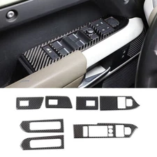 Vinyl Carbon Fiber Window Lift Switch Button Trim Frame For LR Defender 2020-24